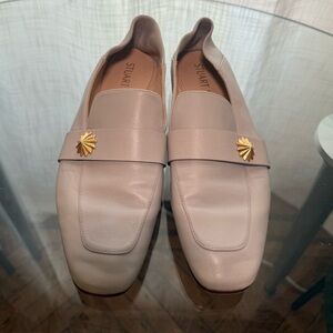 Stuart Weitzman Light Beige Loafers with Gold Accent